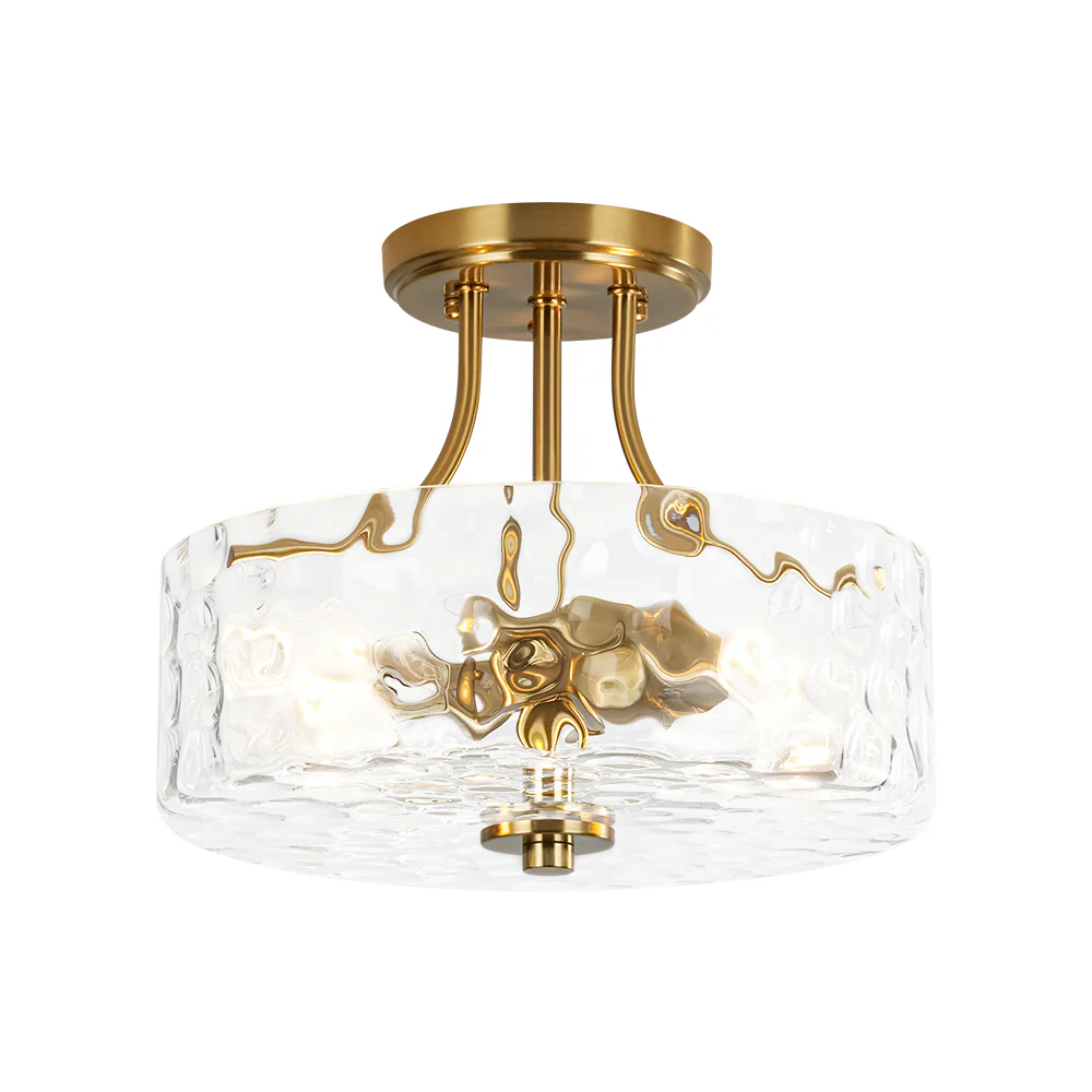 Round Drum Hammered Glass Semi Flush Mount - Image 19