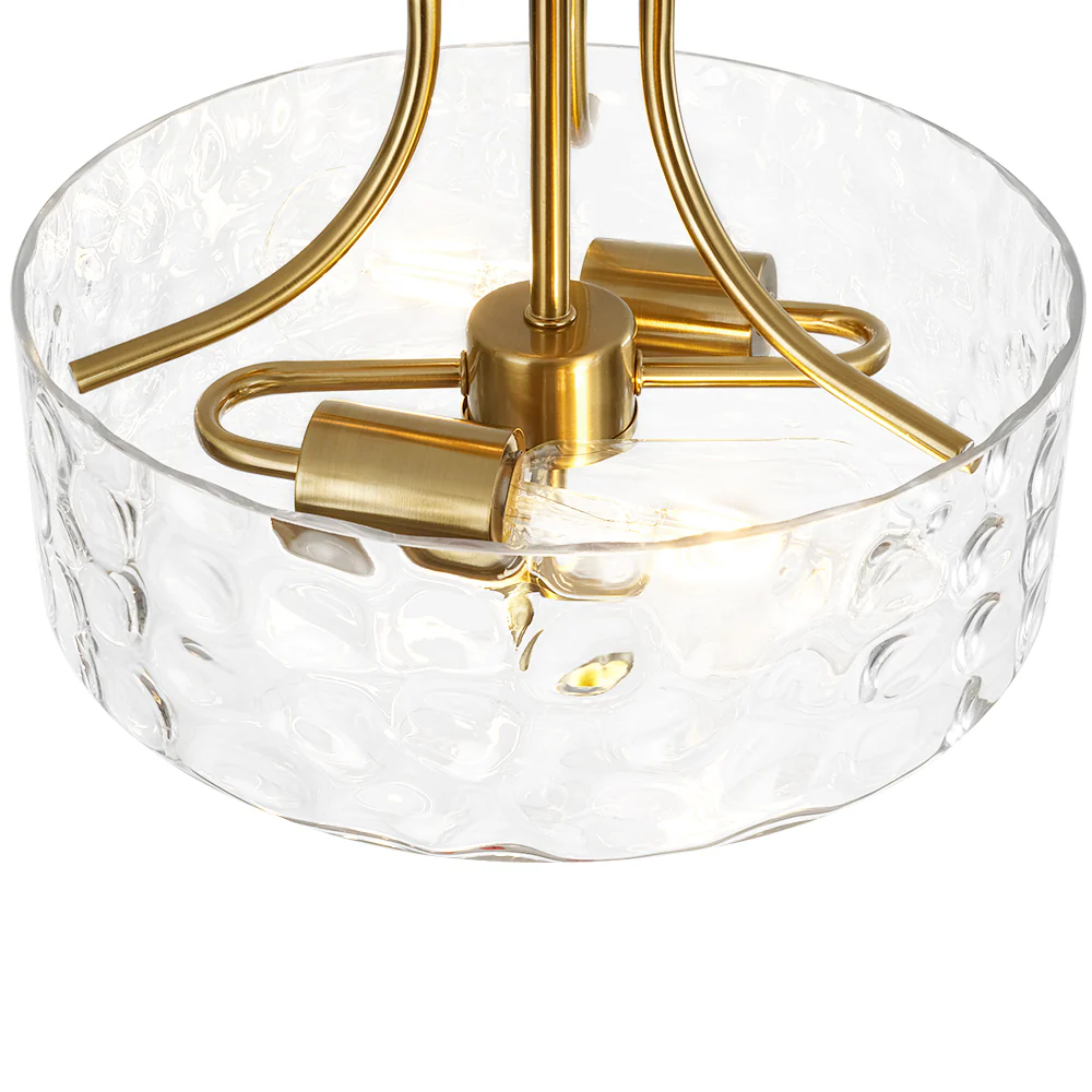 Round Drum Hammered Glass Semi Flush Mount - Image 20