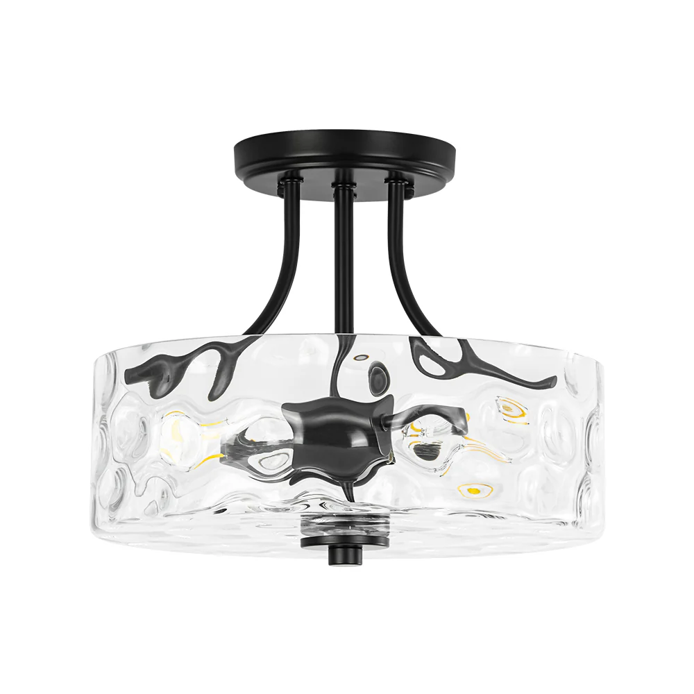 Round Drum Hammered Glass Semi Flush Mount - Image 23