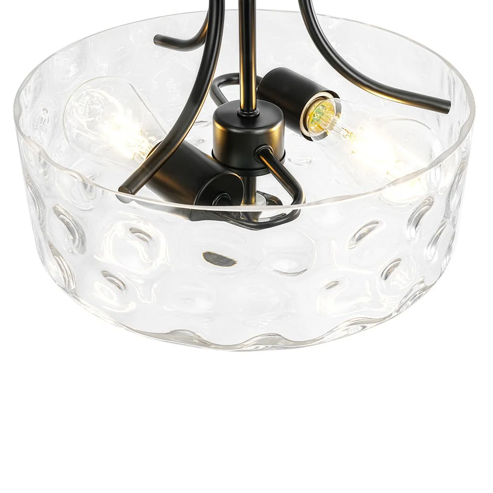 Round Drum Hammered Glass Semi Flush Mount - Image 28