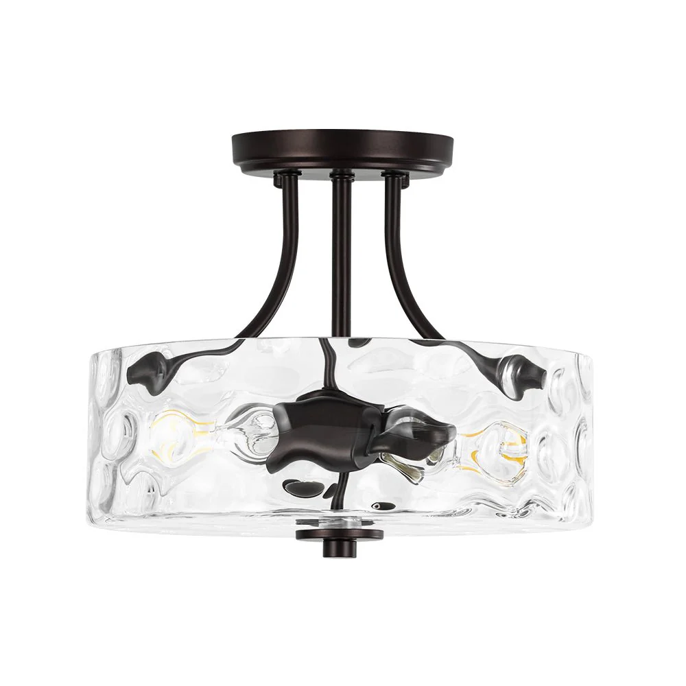 Round Drum Hammered Glass Semi Flush Mount - Image 8