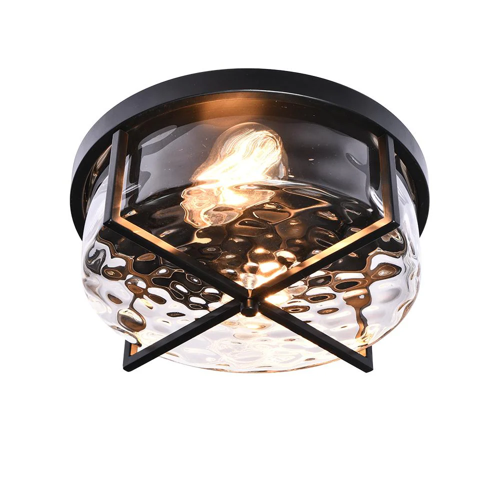 Round Hammered Glass Ceiling Light - Image 3