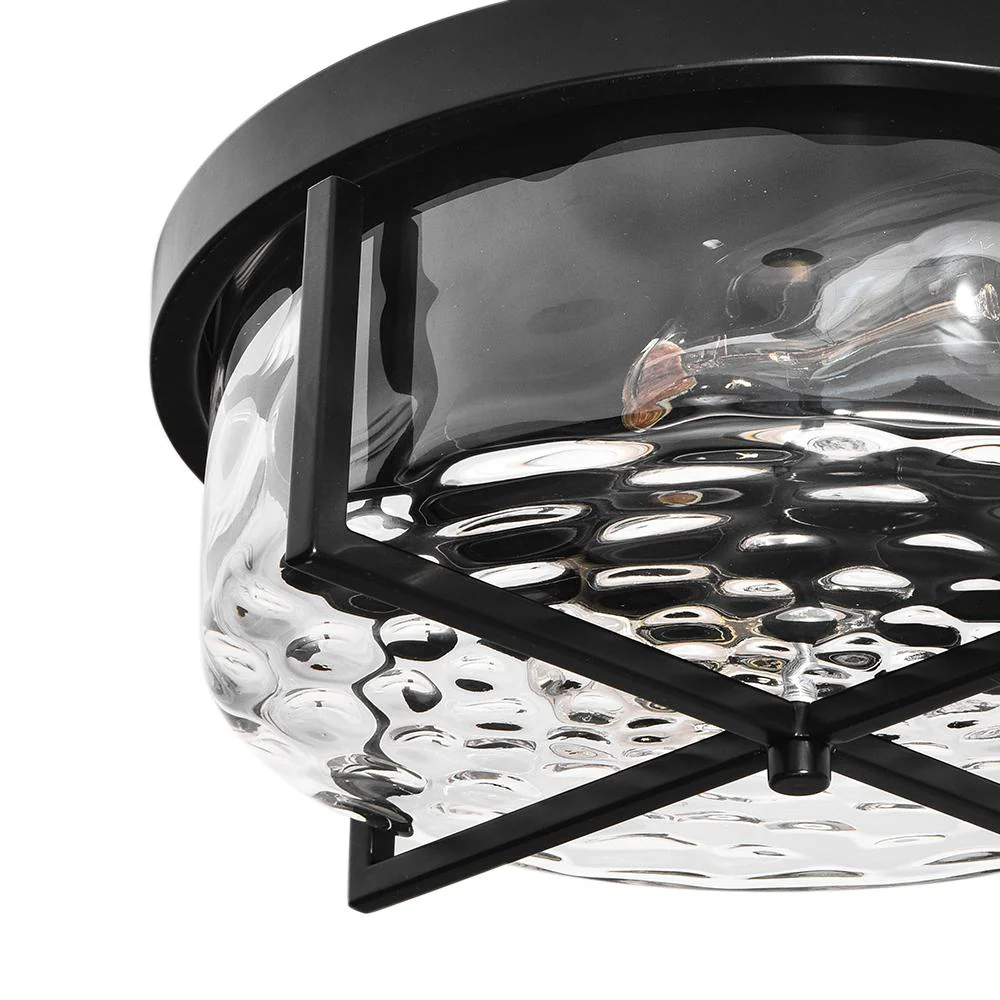 Round Hammered Glass Ceiling Light - Image 6