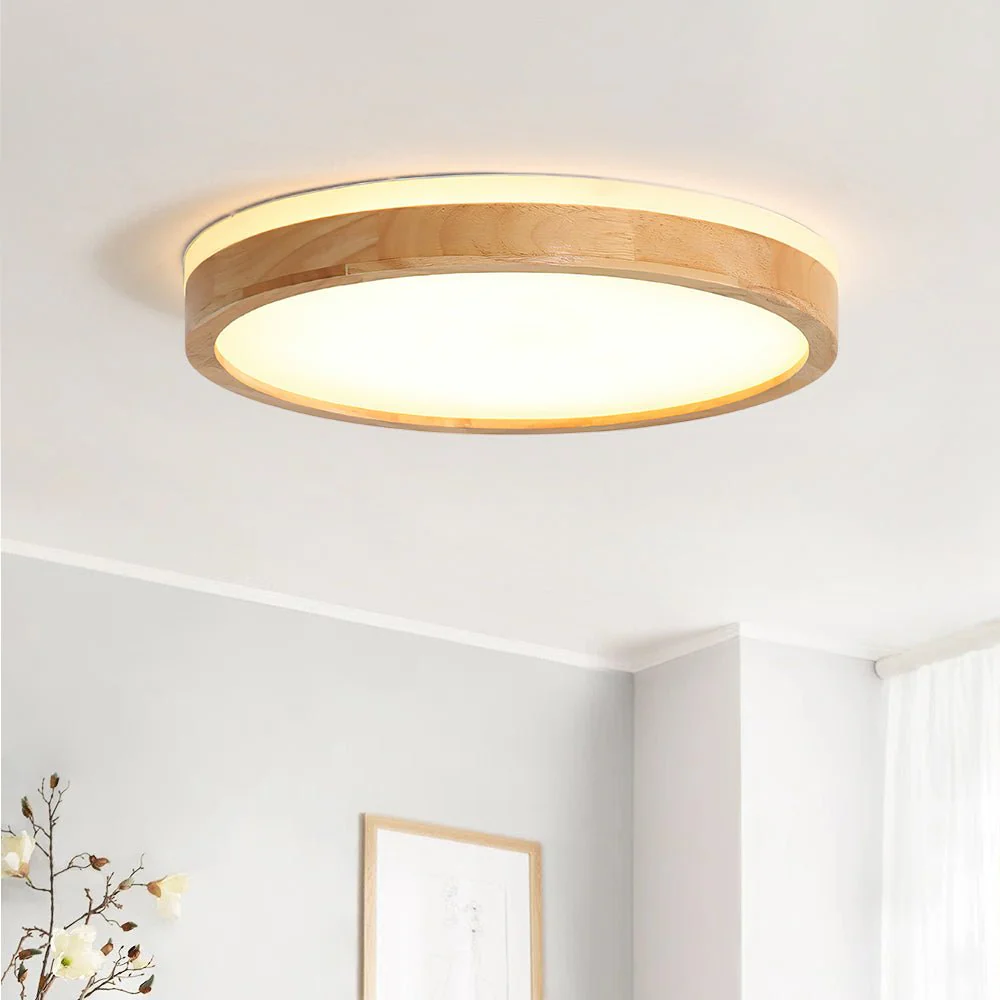 Round LED Wood Flush Mount Light - Image 3