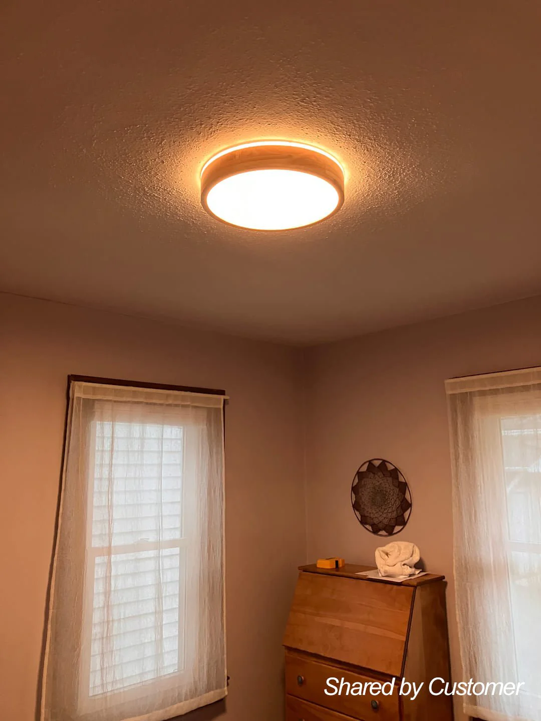 Round LED Wood Flush Mount Light - Image 5