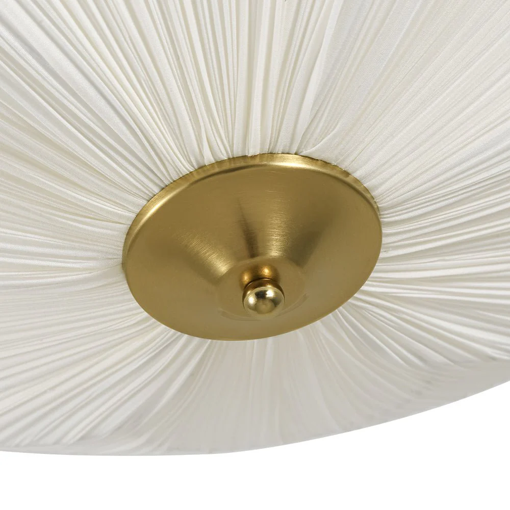 Round Pleated Flower White Fabric Semi Flush Mount - Image 13