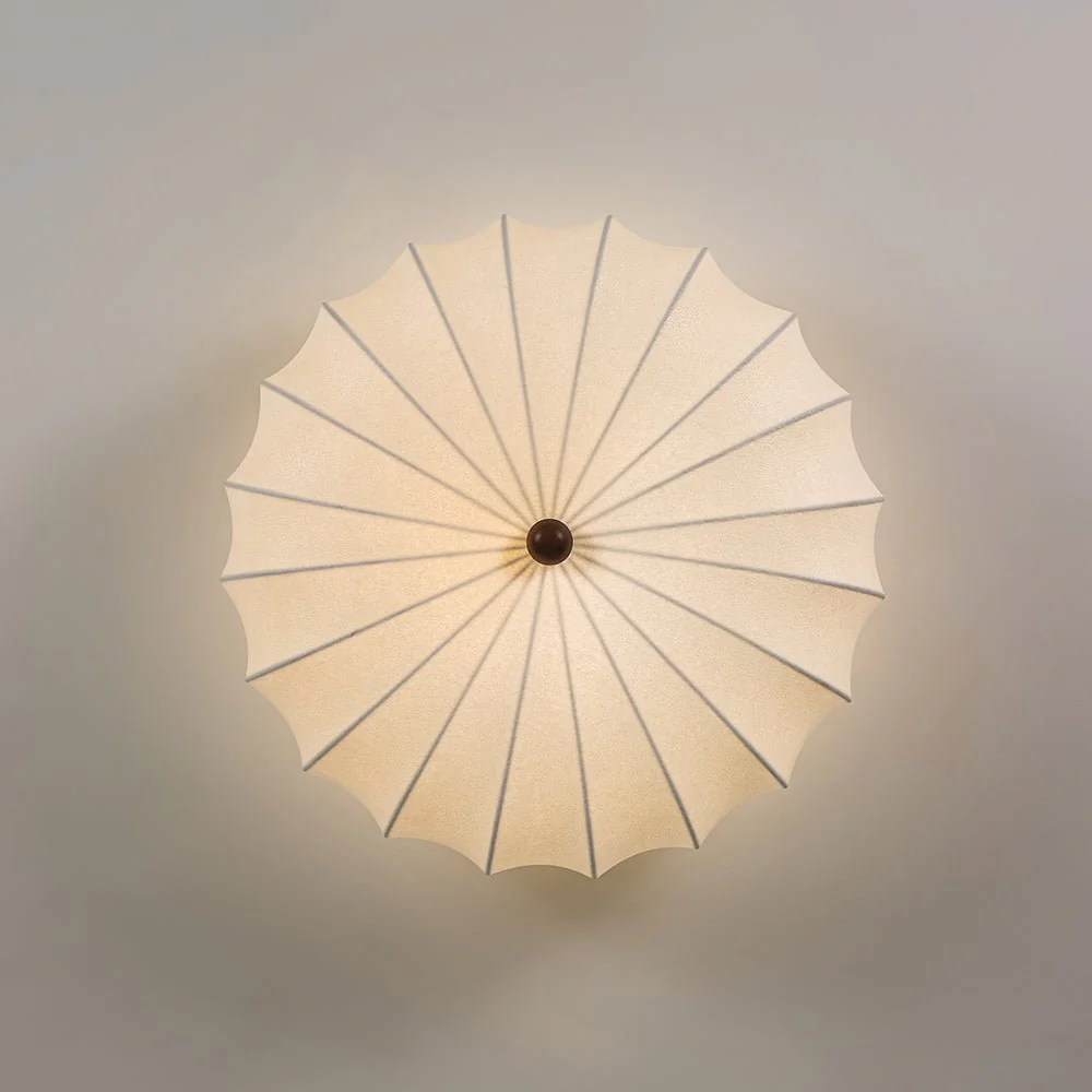 Round White Silk Scalloped Cage Ceiling Light - Image 10
