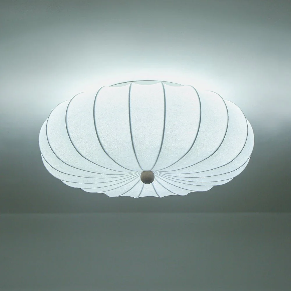 Round White Silk Scalloped Cage Ceiling Light - Image 12