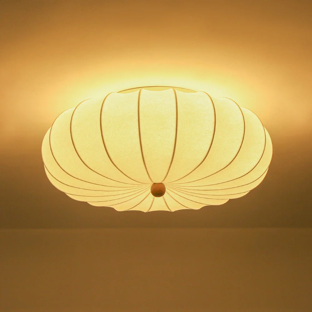 Round White Silk Scalloped Cage Ceiling Light - Image 13