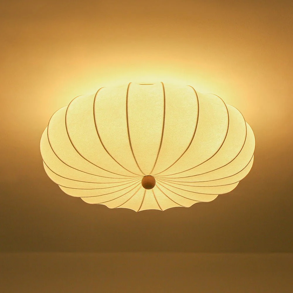 Round White Silk Scalloped Cage Ceiling Light - Image 14