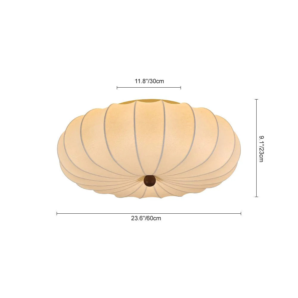 Round White Silk Scalloped Cage Ceiling Light - Image 4