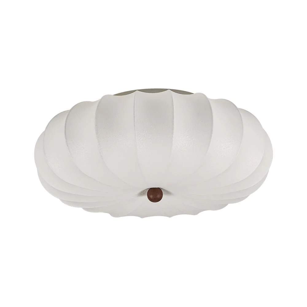Round White Silk Scalloped Cage Ceiling Light - Image 5