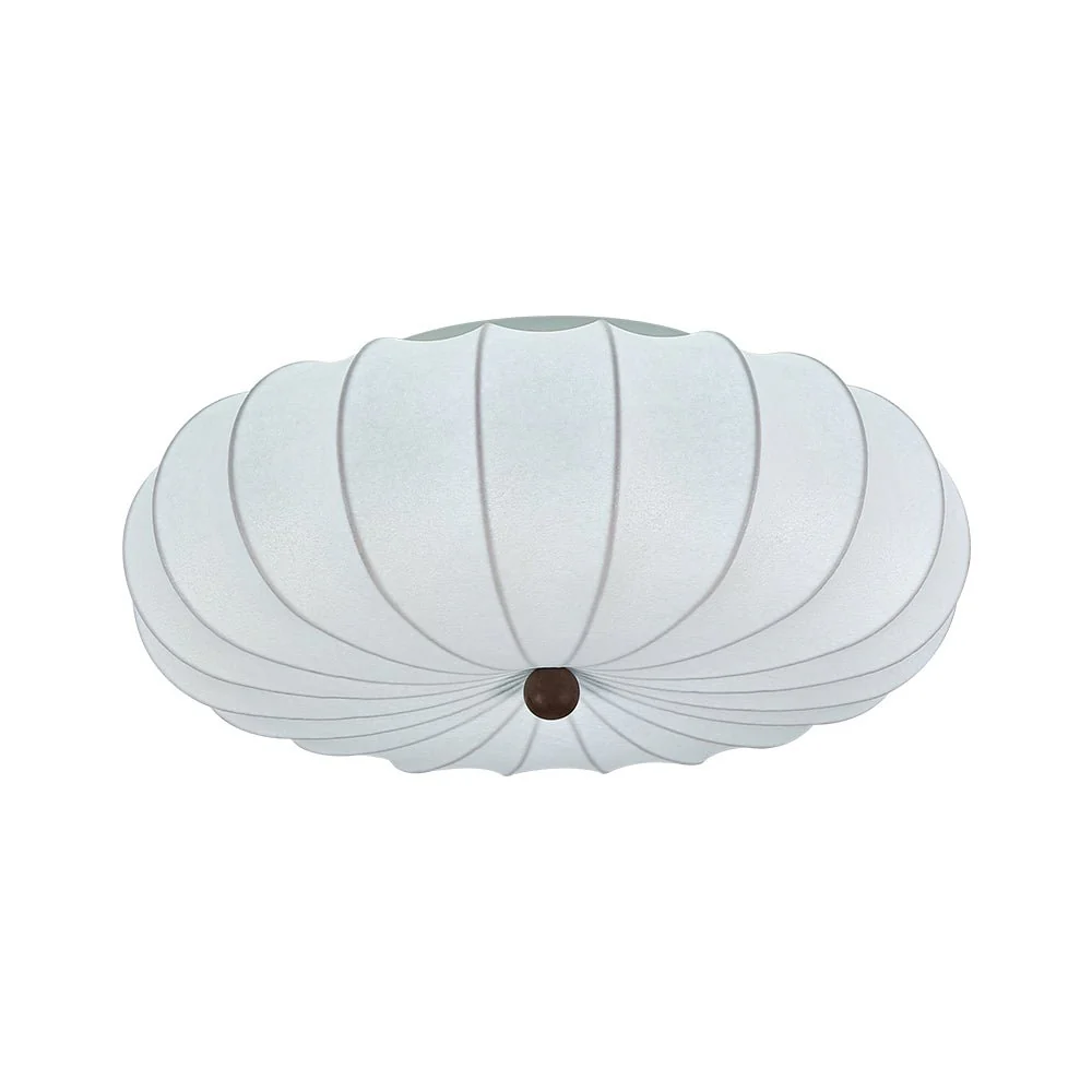 Round White Silk Scalloped Cage Ceiling Light - Image 6