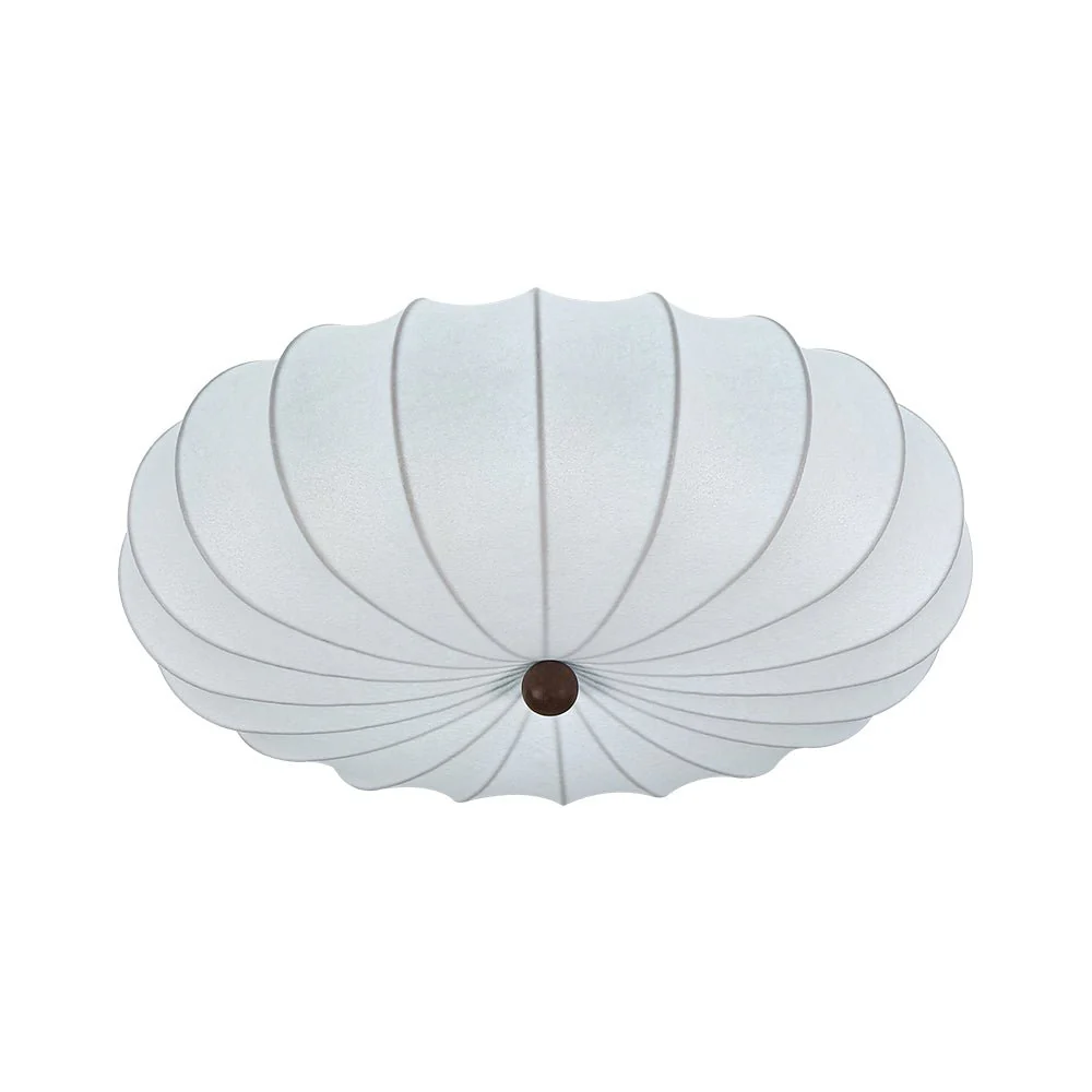 Round White Silk Scalloped Cage Ceiling Light - Image 9