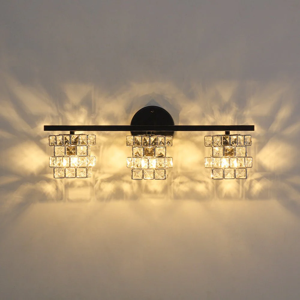 Rubik Cube Style Faceted Crystal Shade Vanity Wall Sconce - Image 10
