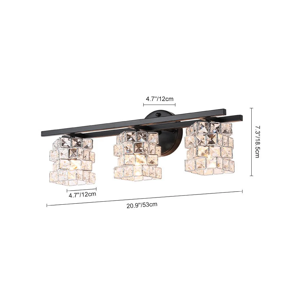 Rubik Cube Style Faceted Crystal Shade Vanity Wall Sconce - Image 11