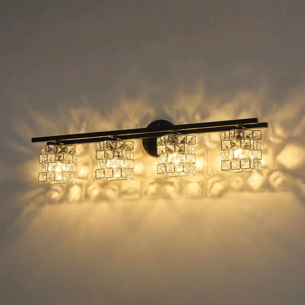 Rubik Cube Style Faceted Crystal Shade Vanity Wall Sconce - Image 19
