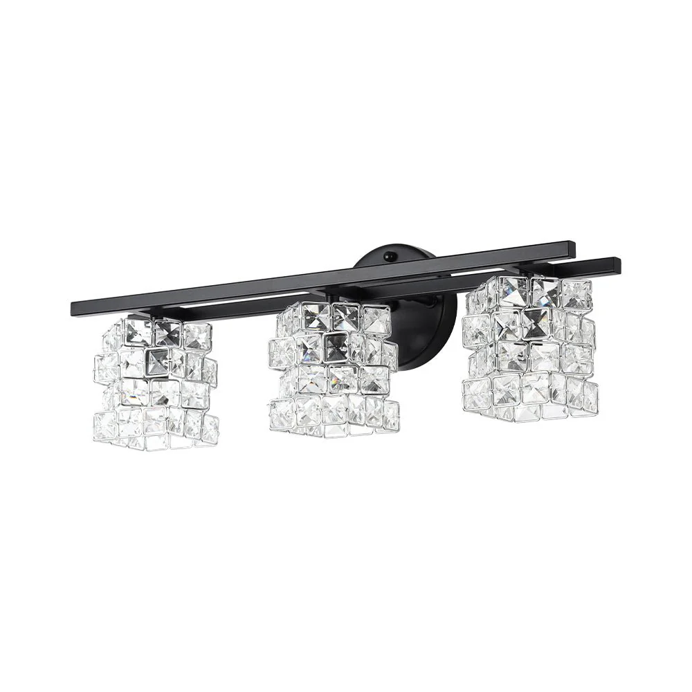 Rubik Cube Style Faceted Crystal Shade Vanity Wall Sconce - Image 2