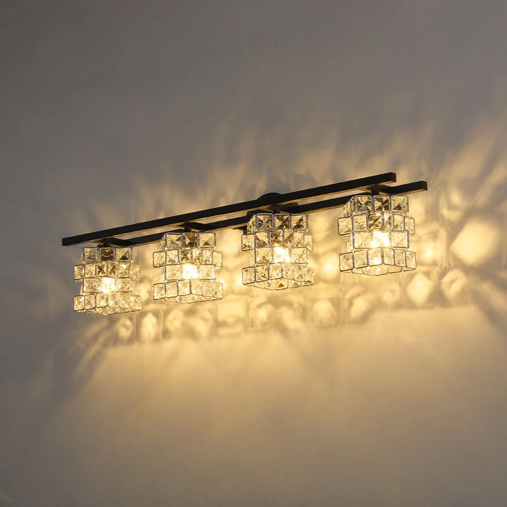 Rubik Cube Style Faceted Crystal Shade Vanity Wall Sconce - Image 21