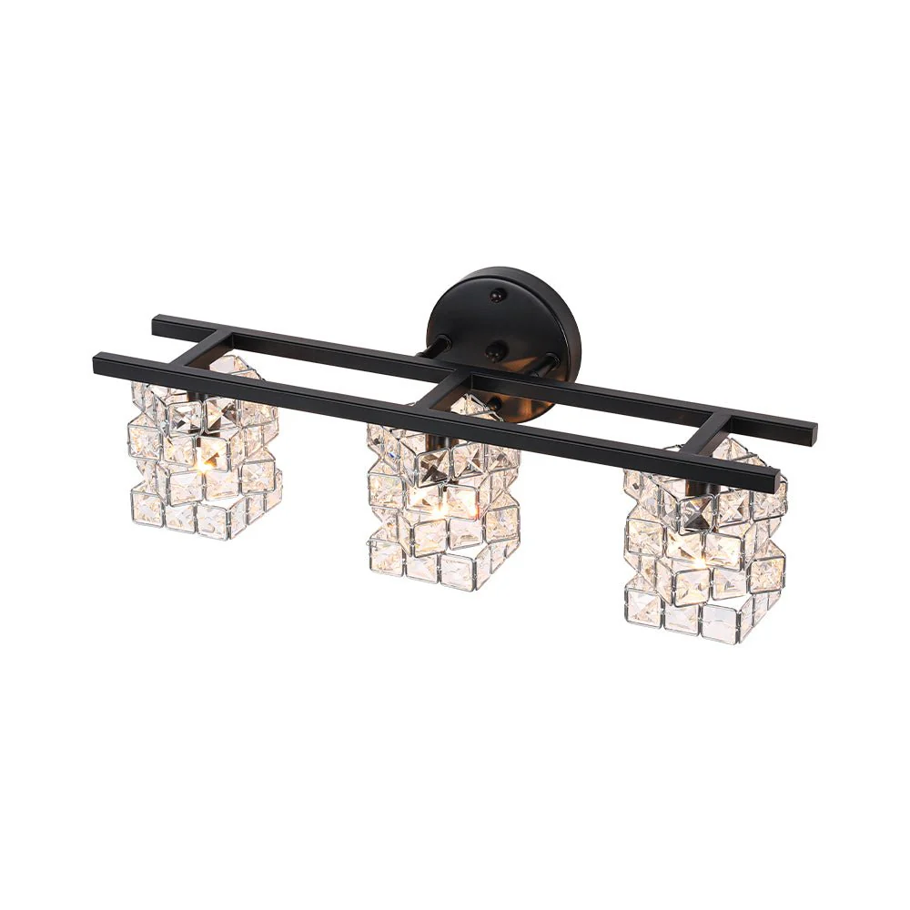 Rubik Cube Style Faceted Crystal Shade Vanity Wall Sconce - Image 3