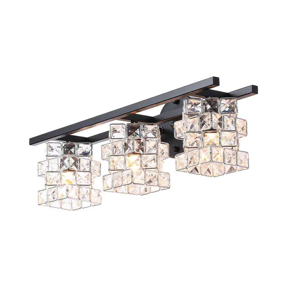 Rubik Cube Style Faceted Crystal Shade Vanity Wall Sconce - Image 4