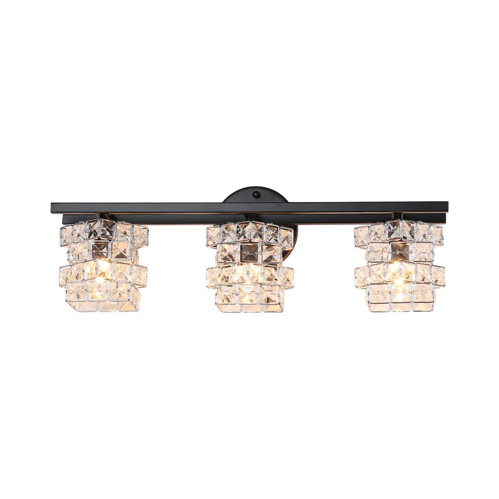 Rubik Cube Style Faceted Crystal Shade Vanity Wall Sconce - Image 5