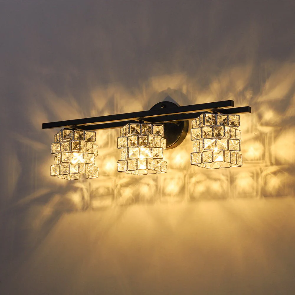 Rubik Cube Style Faceted Crystal Shade Vanity Wall Sconce - Image 7