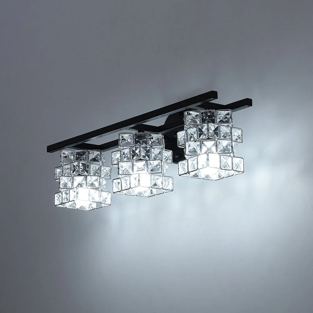 Rubik Cube Style Faceted Crystal Shade Vanity Wall Sconce - Image 9