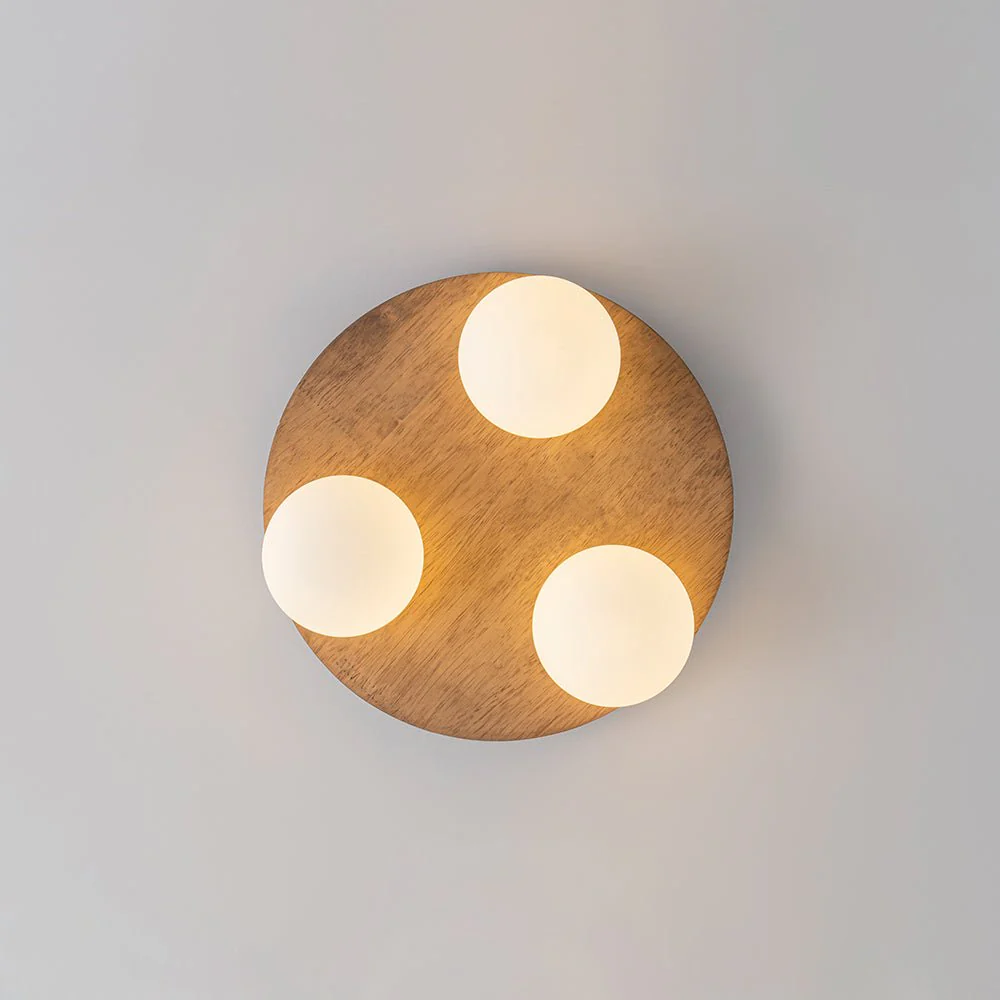 Rural Frosted Glass Globe Wooden Round Semi Flush Mount - Image 11