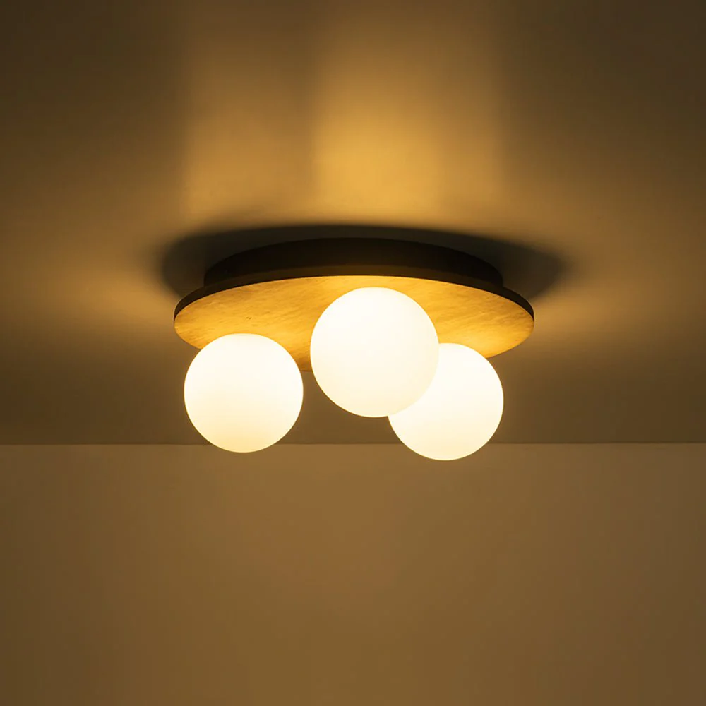 Rural Frosted Glass Globe Wooden Round Semi Flush Mount - Image 13