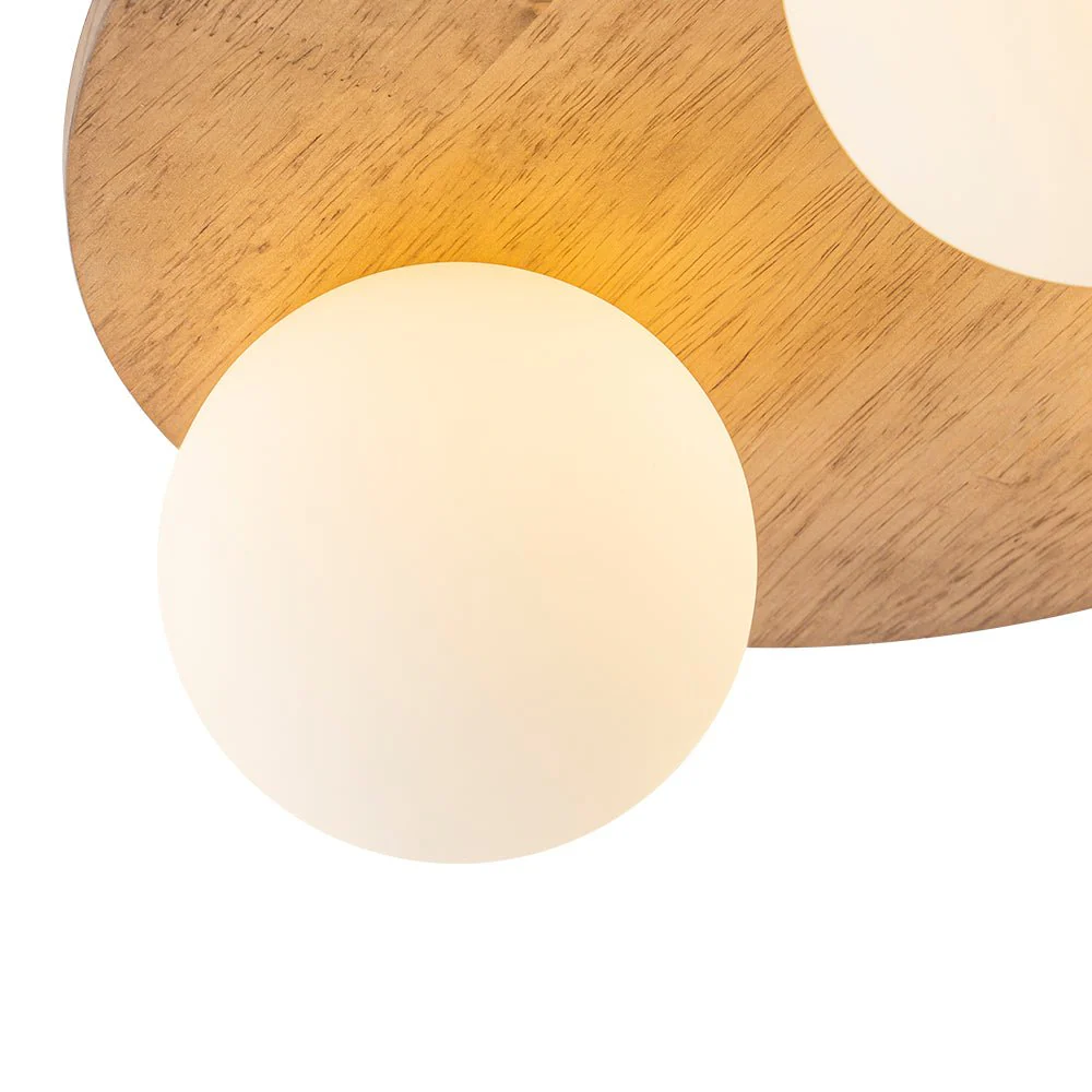 Rural Frosted Glass Globe Wooden Round Semi Flush Mount - Image 14