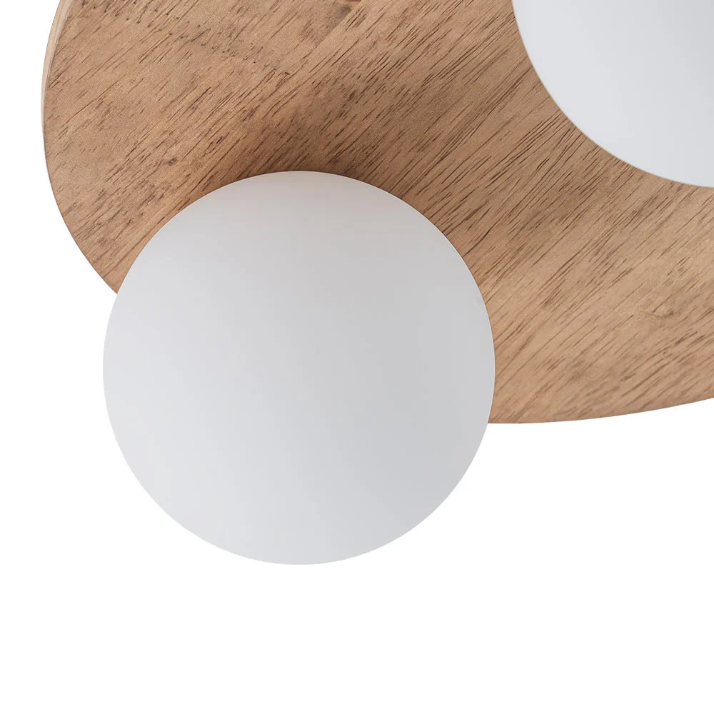 Rural Frosted Glass Globe Wooden Round Semi Flush Mount - Image 15