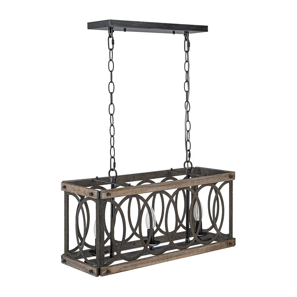 Rustic Aged Wooden Rectangle Box Kitchen Island Pendant - Image 10