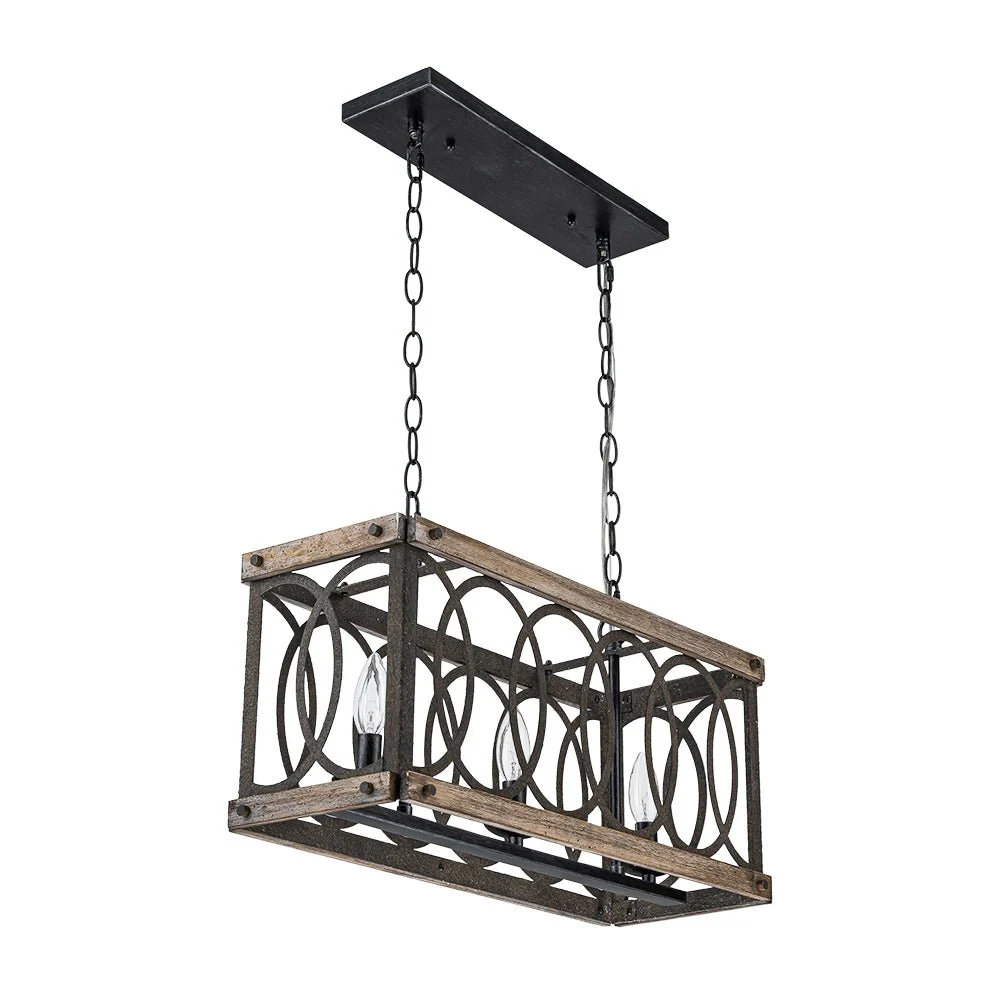 Rustic Aged Wooden Rectangle Box Kitchen Island Pendant - Image 12