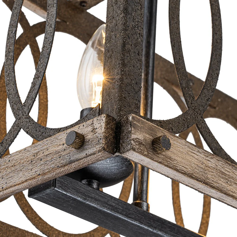 Rustic Aged Wooden Rectangle Box Kitchen Island Pendant - Image 13
