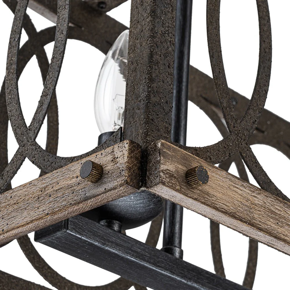 Rustic Aged Wooden Rectangle Box Kitchen Island Pendant - Image 14