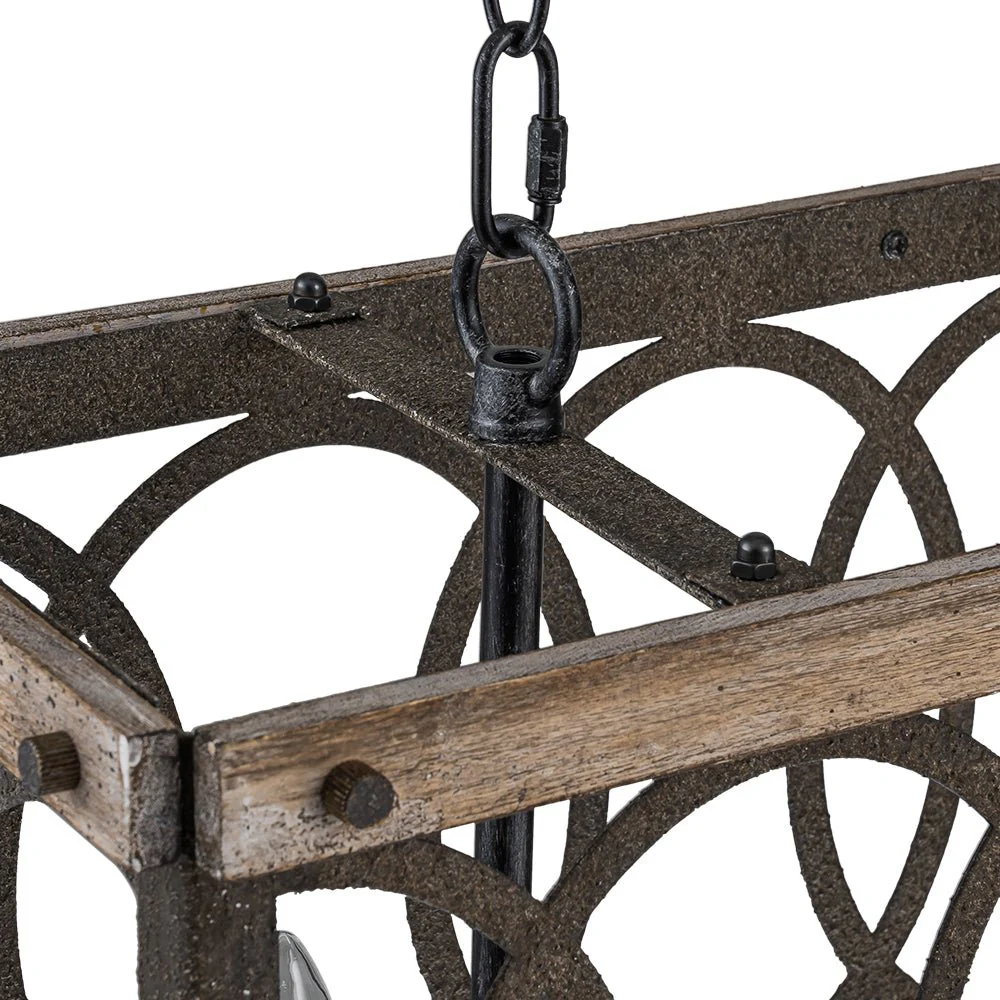 Rustic Aged Wooden Rectangle Box Kitchen Island Pendant - Image 17