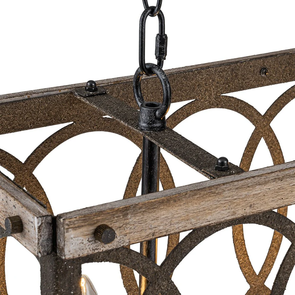 Rustic Aged Wooden Rectangle Box Kitchen Island Pendant - Image 18