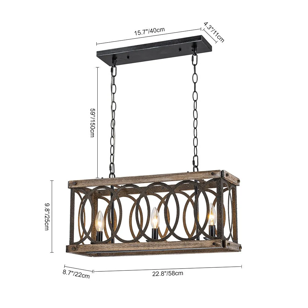 Rustic Aged Wooden Rectangle Box Kitchen Island Pendant - Image 20