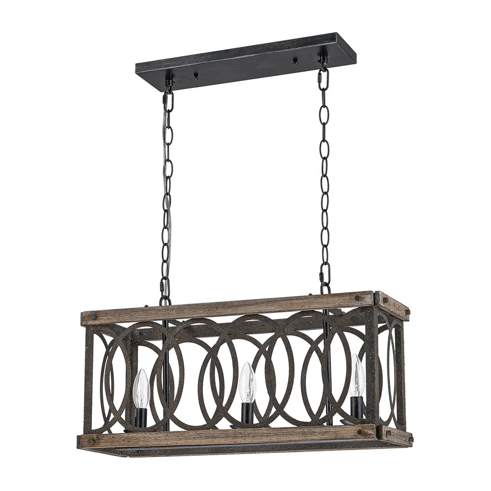 Rustic Aged Wooden Rectangle Box Kitchen Island Pendant - Image 6