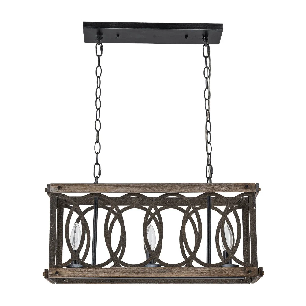 Rustic Aged Wooden Rectangle Box Kitchen Island Pendant - Image 8