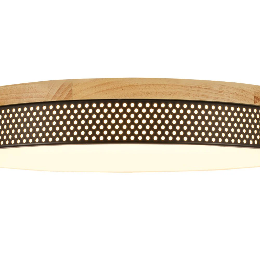 Rustic Black Mesh Wooden Dimmable LED Round Ceiling Light - Image 12