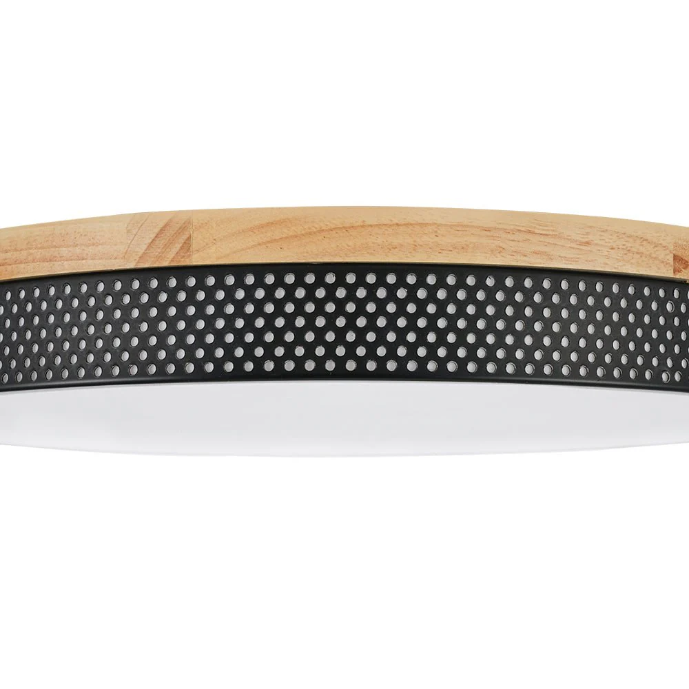 Rustic Black Mesh Wooden Dimmable LED Round Ceiling Light - Image 13