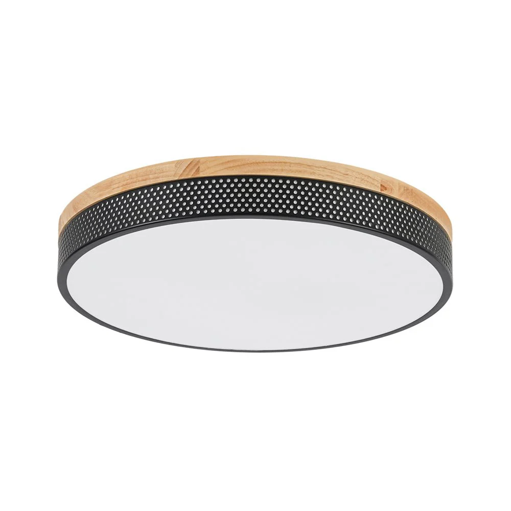 Rustic Black Mesh Wooden Dimmable LED Round Ceiling Light - Image 7