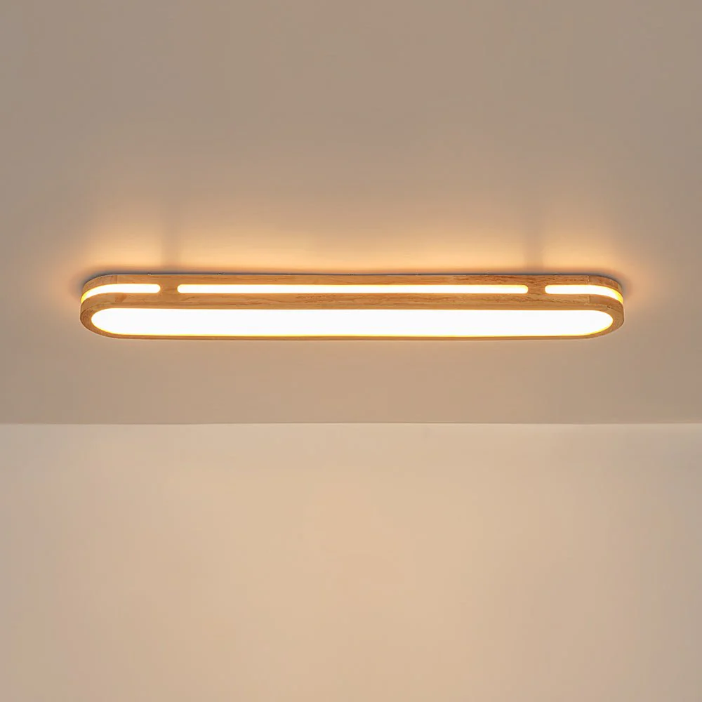 Rustic Dimmable LED Wood Oval Flush Mount Light - Image 6