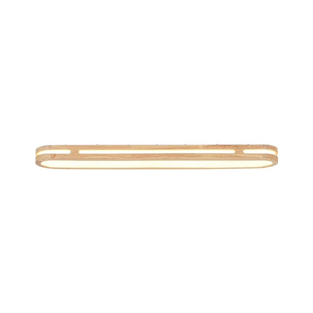 Rustic Dimmable LED Wood Oval Flush Mount Light - Image 8
