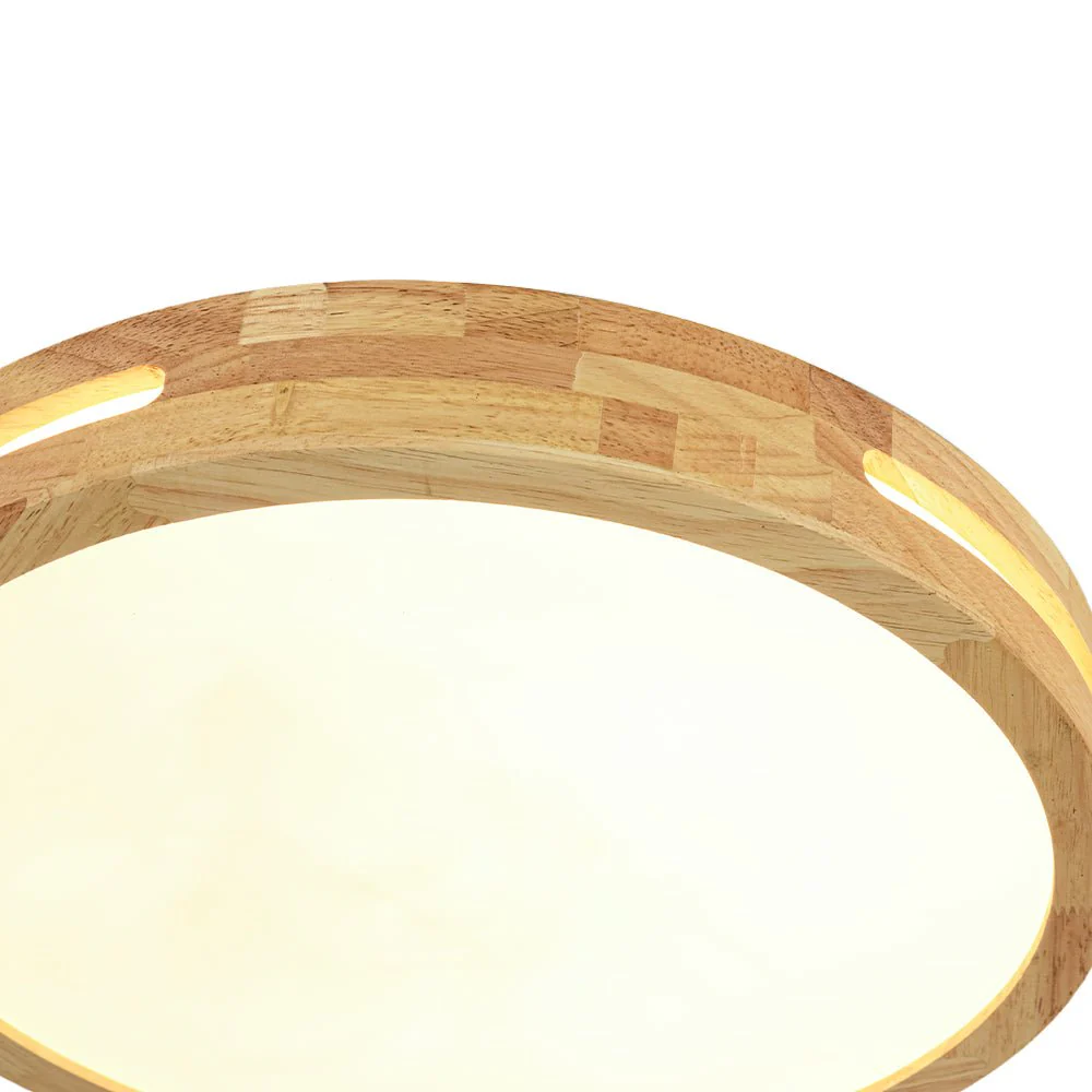 Rustic Dimmable LED Wood Round Flush Mount Light - Image 10