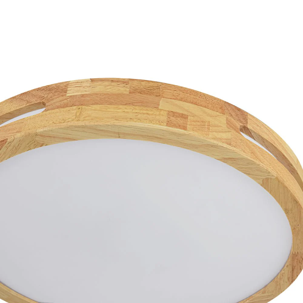 Rustic Dimmable LED Wood Round Flush Mount Light - Image 11