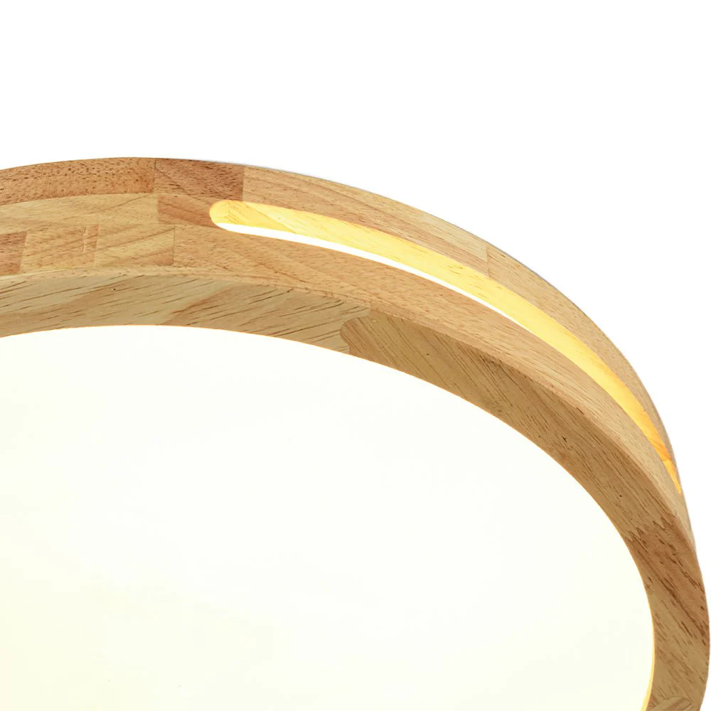 Rustic Dimmable LED Wood Round Flush Mount Light - Image 12