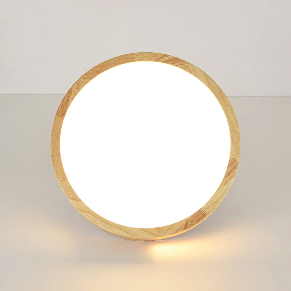 Rustic Dimmable LED Wood Round Flush Mount Light - Image 13